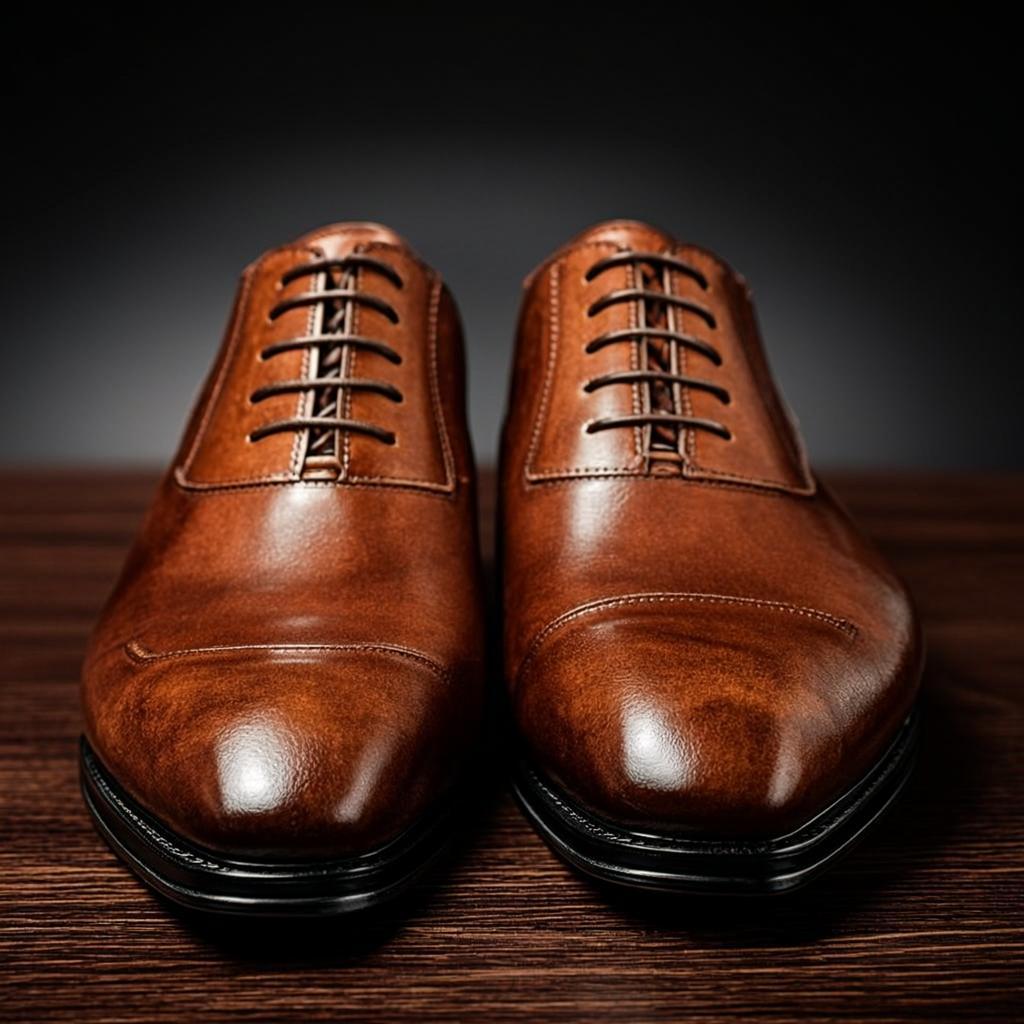 Chaussure Derby en cuir Cognac patiné